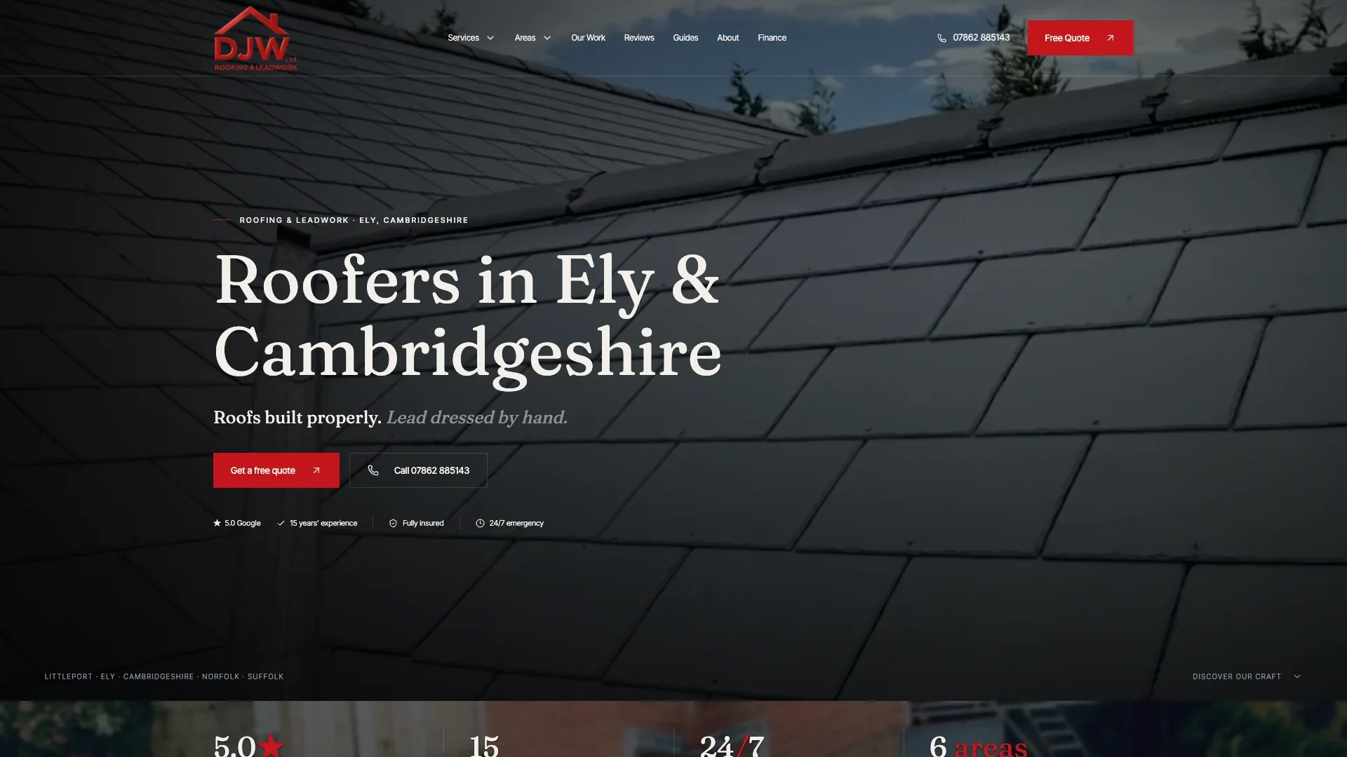 DJW Roofing & Leadwork website designed by E.A Profit Improvements