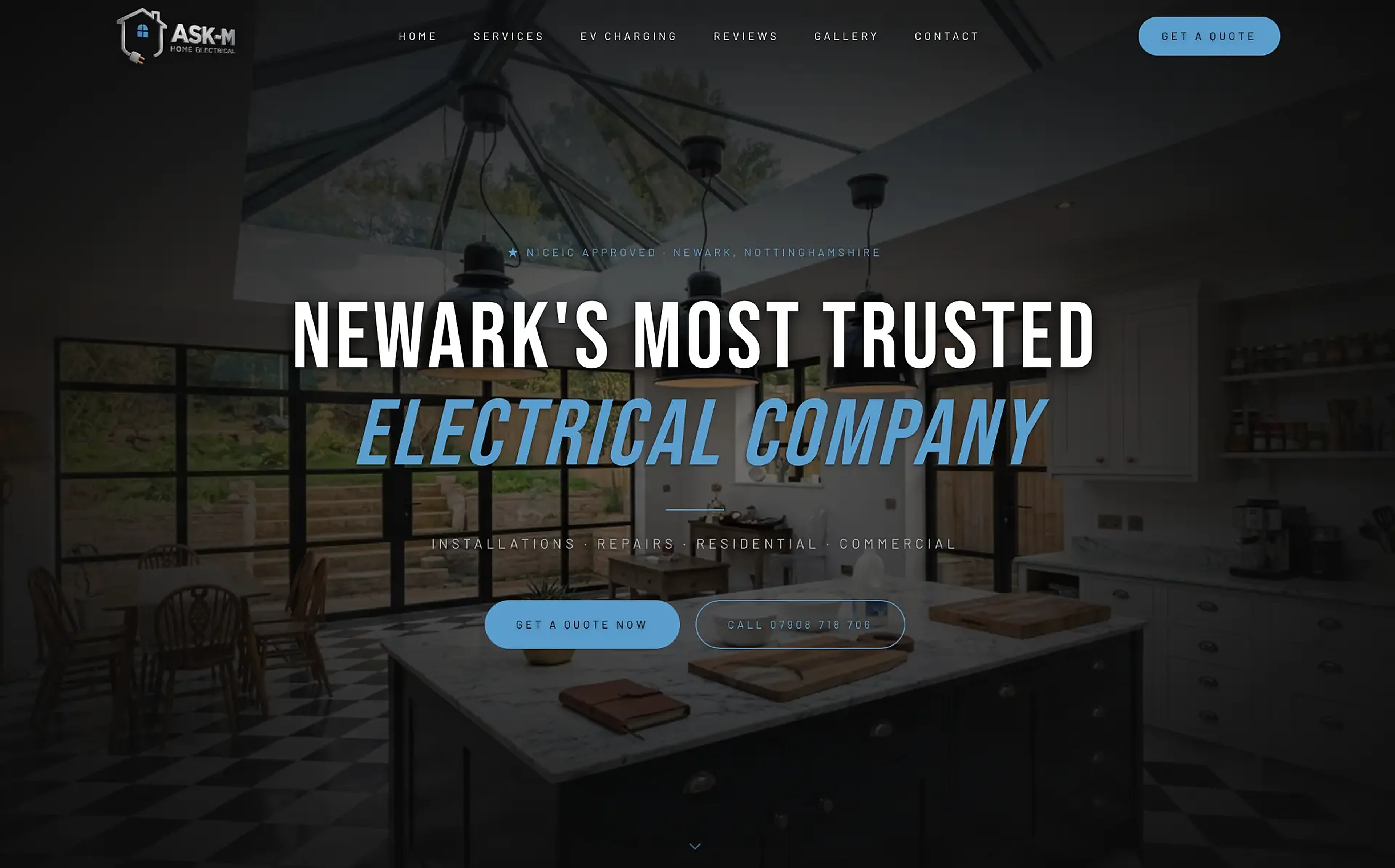 Ask-M Electrical website after redesign, King's Lynn