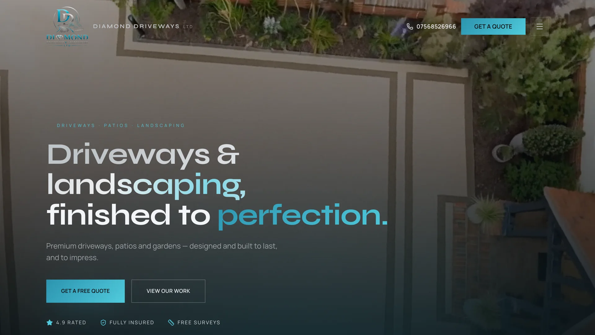 Diamond Driveways website designed by E.A Profit Improvements